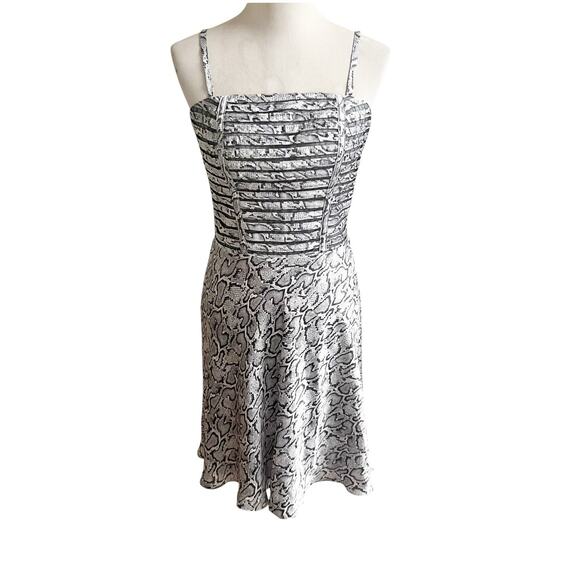 Cache Y2K Snakeprint Mini Skater Dress NWT Smocked Size 4 Satin Reptile Print - Picture 1 of 13